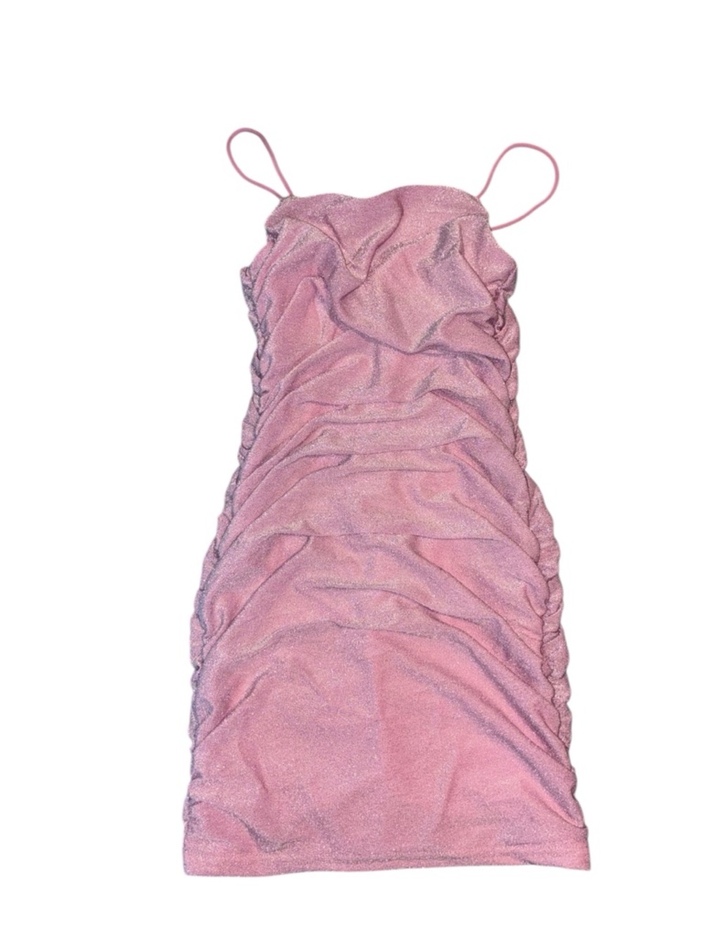 Pink Shimmer Ruched Bodycon Dress